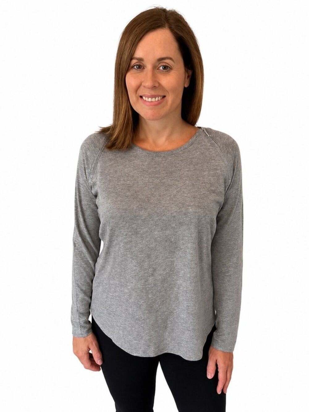 Michael Kors Gray Dolman Sleeve Top L – Silver Zipper Detail, EUC